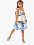 Angel & Rocket Kids' Connie Floral Print Ric Rac Trim Dress, Blue