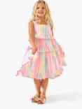 Angel & Rocket Kids' Nola Bright Frill Trim Stripe Dress, Multi
