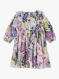 Angel & Rocket Kids' Ellie Floral Print Ruffle Dress, Purple