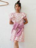 The New Society Kids' Santa Clarita Floral Print Dress, Pink/White