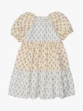 The New Society Kids' Miracle Linen Blend Smock Dress, Blue/Yellow