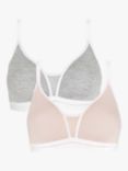 Royce Posie Moulded T-Shirt Non-Wired Bras, Pack of 2, Blush/Grey