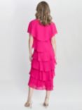 Gina Bacconi Rebecca Tiered Midi Dress, Fuchsia