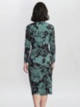 Gina Bacconi Ivy Floral Wrap Jersey Dress, Sage/Black