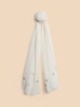 White Stuff Embroidered Blend Scarf, Ivory/Multi