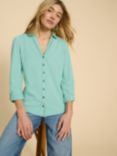 White Stuff Annie Cotton Shirt, Mid Teal