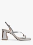 Reiss Alice Block Heel Leather Sandals, Silver