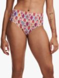 Chantelle Devotion Ikat Print Fold Down Bikini Bottoms, Red/Multi