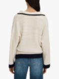 Reiss Michaela Stripe Neck Jumper, Cream/Navy