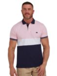 Raging Bull Contrast Panel Pique Polo Shirt, Pink/Multi, Pink/Multi