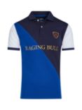 Raging Bull Diagonal Cut & Sew Pique Polo Shirt, Blue/Multi