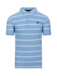 Raging Bull Birdseye Stripe Polo Shirt, Mid Blue, Mid Blue