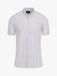 Raging Bull Short Sleeve Multi Stripe Linen Look Shirt, Grey