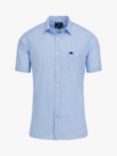 Raging Bull Fine Stripe Linen Look Short Sleeve Shirt, Sky Blue