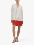 Reiss Marta Tie-Neck Colour Block Mini Dress, Cream/Red