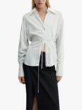 Mango Rayu Stripe Long Sleeve Shirt, Light Beige