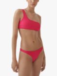 Mango Bini Textured Asymmetric Bikini Top, Bright Pink