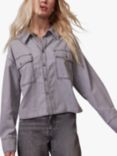 Mint Velvet Cropped Denim Shirt, Light Grey, Light Grey