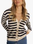 MOS MOSH Kisana Stripe Organic Cotton Cardigan, Ecru/Black