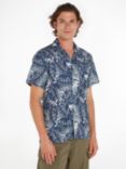 Tommy Hilfiger Foliage Printed Linen Short Sleeve Shirt, Basic Navy/Multi