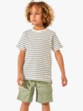 Angel & Rocket Kids' James Textured Stripe T-Shirt, Stone/Black