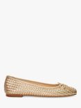 Dune Heights Woven Leather Ballet Pumps, Gold