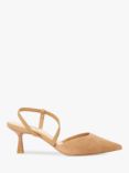 Dune Citrus Suede Mid Heel Court Shoes, Camel