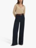 Reiss Nellie Collared Knitted Top, Camel