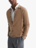 Reiss Forbes Long Sleeve Button Through Cardigan, Camel