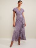 Phase Eight Carina Sequin Maxi Wrap Dress, Purple