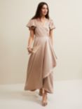 Phase Eight Arabella Satin Wrap Maxi Dress, Latte