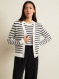 Phase Eight Chloe Cotton Blend Cardigan, Ivory/Navy