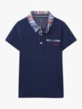 Crew Clothing Kids' Woven Check Collar Polo Shirt, Aubergine, Aubergine