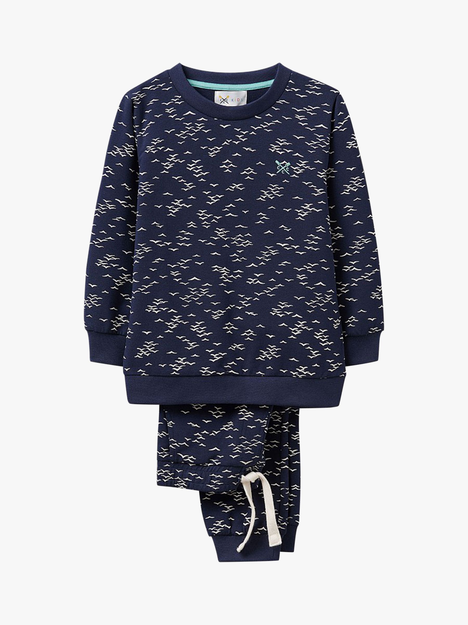 Crew Clothing Kids' Seagull Print Jogger & Crew Neck Sweatshirt Set, Dark Blue