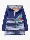 Crew Clothing Kids' Padstow Stripe Hooded Sweatshirt, Mid Blue/Multi