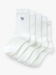 Crew Clothing Kids' Bamboo Blend Embroidered Scallop Edge Socks, Pack of 5, Bright White