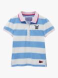 Crew Clothing Kids' Stripe Short Sleeve Polo Shirt, Light Blue, Light Blue