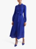 Hobbs Ada Embroidered Midi Shirt Dress, Lapis Blue