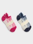 Sweaty Betty Technical Run Organic Cotton Trainer Socks, Pack of 2, Beet Pink/Blue