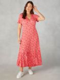 Live Unlimited Petit Curve Ditsy Print Jersey Wrap Dress, Pink Ditsy
