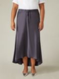 Live Unlimited Curve High Low Hem Satin Midi Skirt, Charcoal