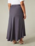 Live Unlimited Curve High Low Hem Satin Midi Skirt, Charcoal