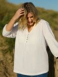 Live Unlimited Curve Cotton Slub Pintuck Tunic, White