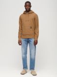 Superdry Contrast Stitch Relaxed Overhead Hoodie, Washed Brown Camel