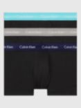 Calvin Klein Low Rise Trunks, Pack of 3, Teal/Grey/Blue