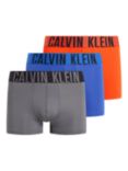 Calvin Klein Classic & Timeless Trunks, Pack of 3, Blue/Grey/Orange