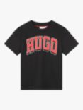 HUGO Kids' Fancy Large Logo Print T-Shirt, Black