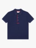 HUGO Kids' Short Sleeve Piqué Polo Shirt, Navy