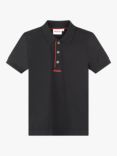 BOSS Kids' HUGO Logo Piqué Short Sleeve Polo Shirt, Black