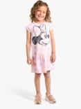 Brand Threads Kids' Disney Minnie Mouse Spot Print Frill Sleeve Dress, Pink